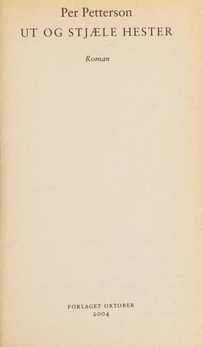 Cover of Ut og stjæle hester : roman